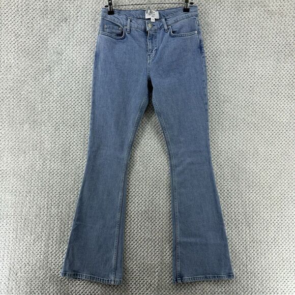 Miss Selfridge Jeans Women 28 Blue Light Wash Denim Flare Bell Bottom Mid Rise - Picture 1 of 13